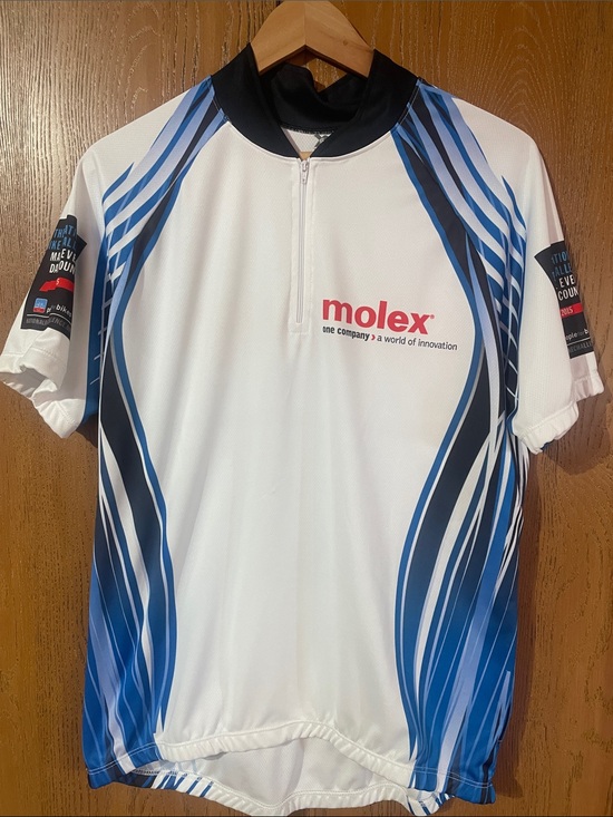 Sublimation X Other - Molex Men’s White Cycling Jersey with Blue Accent Panels